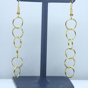 Golden Tone Long Earring Hoops Fashion Earrings Cute New !